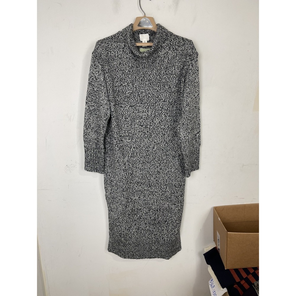 H&M Women's Small‎ S Gray Black White Knit Turtleneck Sweater Dress NWT